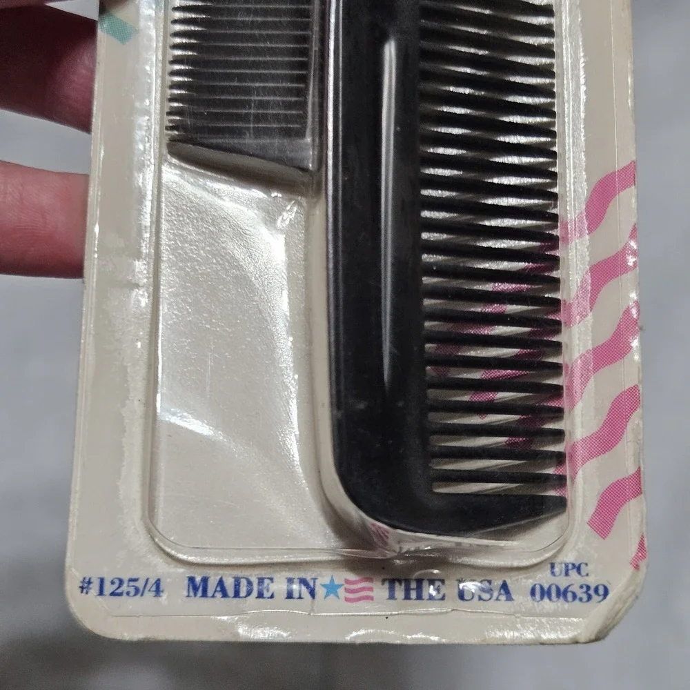 Vintage 1989 Goody 2 Unbreakable Combs Made in‎ USA Smooth Rounded Teeth Black